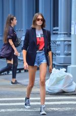 KAIA GERBER in Denim Shorts Out in New York 07/24/2019