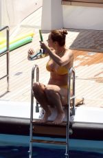 KATHARINE MCPHEE in Yellow Bikini at a Yacht in Capri 07/05/2019