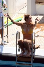 KATHARINE MCPHEE in Yellow Bikini at a Yacht in Capri 07/05/2019