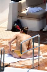 KATHARINE MCPHEE in Yellow Bikini at a Yacht in Capri 07/05/2019