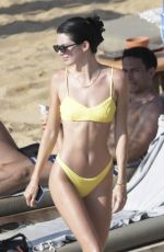 KENDALL JENNER in Yellow Bikini at Mykonos Island 07/08/2019