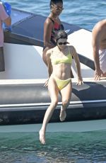 KENDALL JENNER in Yellow Bikini at Mykonos Island 07/08/2019