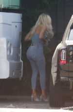 KHLOE KARDASHIAN in Denim Arrives at a Studio in Los Angeles 07/19/2019