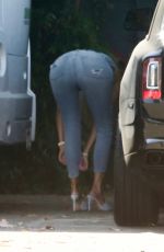 KHLOE KARDASHIAN in Denim Arrives at a Studio in Los Angeles 07/19/2019