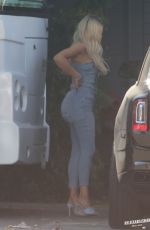 KHLOE KARDASHIAN in Denim Arrives at a Studio in Los Angeles 07/19/2019