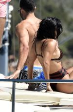 KOURTNEY KARDASHIAN in Bikini a Yacht in Sardinia 07/30/2019