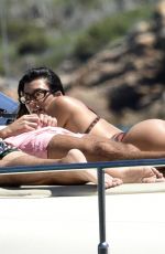 KOURTNEY KARDASHIAN in Bikini a Yacht in Sardinia 07/30/2019