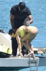 KOURTNEY KARDASHIAN in Yellow Bikini at a Yacht in Corsica 07/26/2019