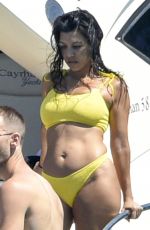 KOURTNEY KARDASHIAN in Yellow Bikini at a Yacht in Corsica 07/26/2019