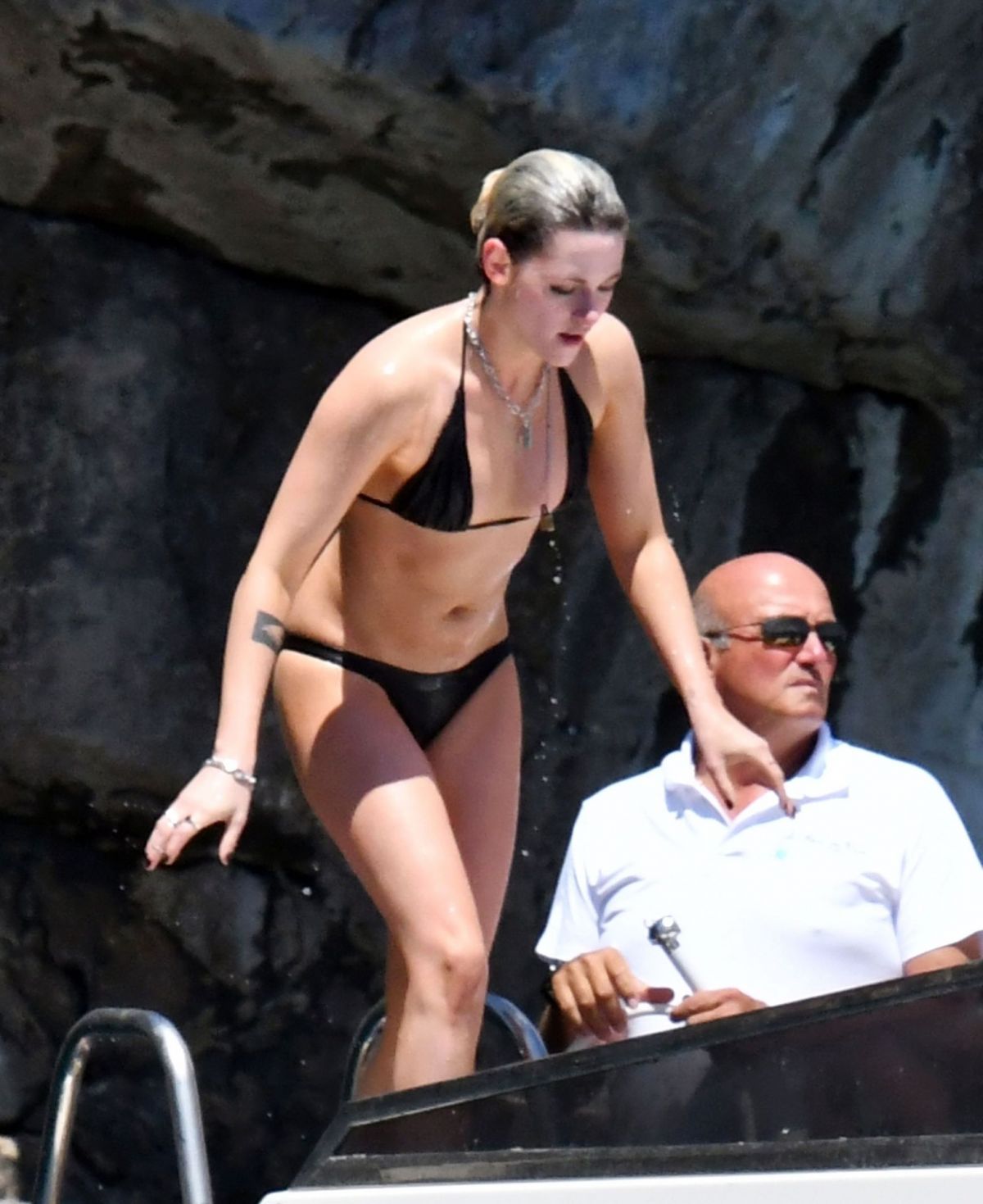 KRISTEN STEWART in Bikini at a Boat at Amalfi Coast 07/14/2019.