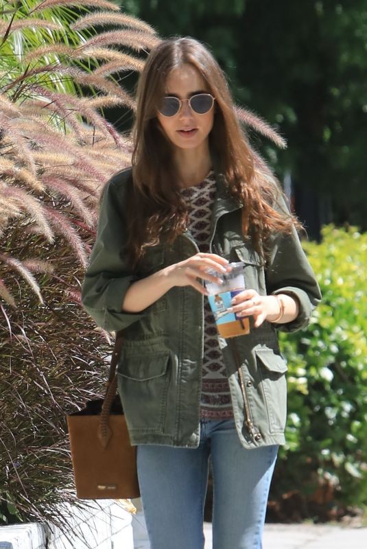 LILY COLLINS Out for Lunch at Alfred