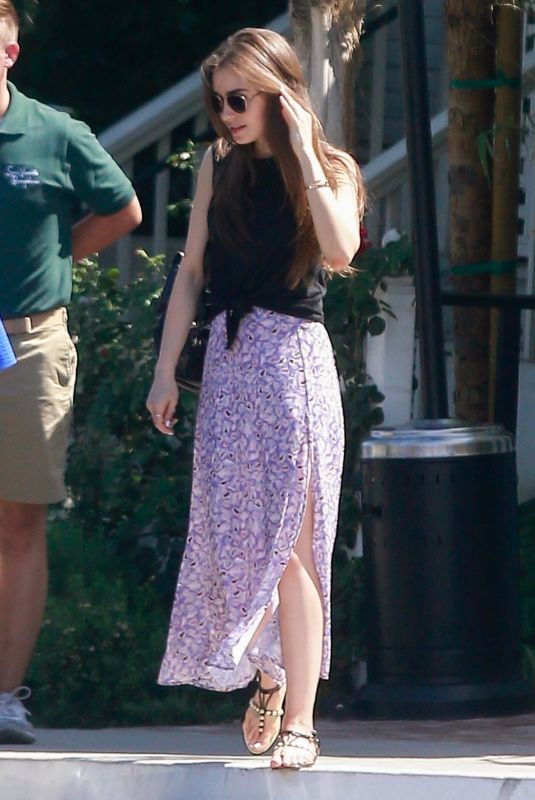 LILY COLLINS Out for Lunch in West Hollywood 07/10/2019