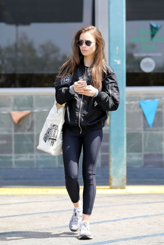 LILY COLLINS Out Shopping in Los Angeles 07/09/2019
