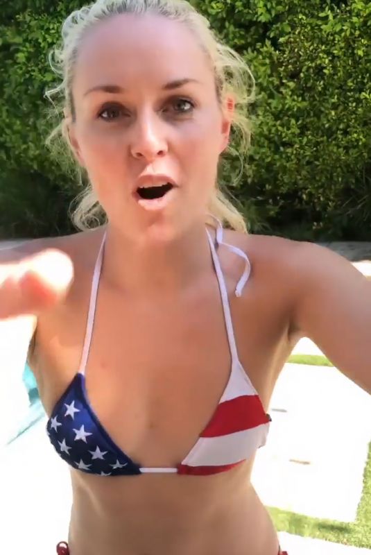 LINDSEY VONN in Bikini Jump into a Pool - Instagram Pictures and Video 07/04/2019 - 