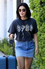 LUCY HALE in Denim Skirt Out in Beverly Hills 07/26/2019