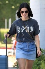 LUCY HALE in Denim Skirt Out in Beverly Hills 07/26/2019