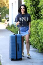 LUCY HALE in Denim Skirt Out in Beverly Hills 07/26/2019