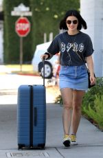 LUCY HALE in Denim Skirt Out in Beverly Hills 07/26/2019