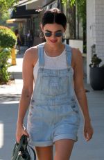 LUCY HALE in Overall Denim Out Shopping in Los Angeles 07/06/2019