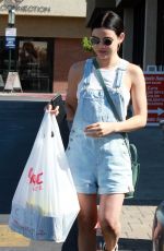 LUCY HALE in Overall Denim Out Shopping in Los Angeles 07/06/2019
