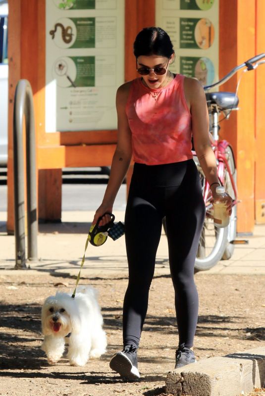 LUCY HALE Out Hiking with Her Dog in Los Angeles 07/11/2019