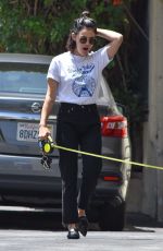 LUCY HALE Out With Her Dog Elvis in Los Angeles 07/19/2019
