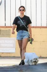 LUCY HALE Out with Her Dog Elvis in Studio City 07/10/2019