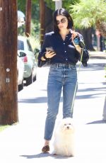 LUCY HALE Out With Her Dog Elvis in Studio City 07/27/2019