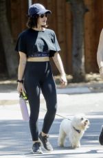 LUCY HALE Out with Her Dog in Los Angeles 07/29/2019