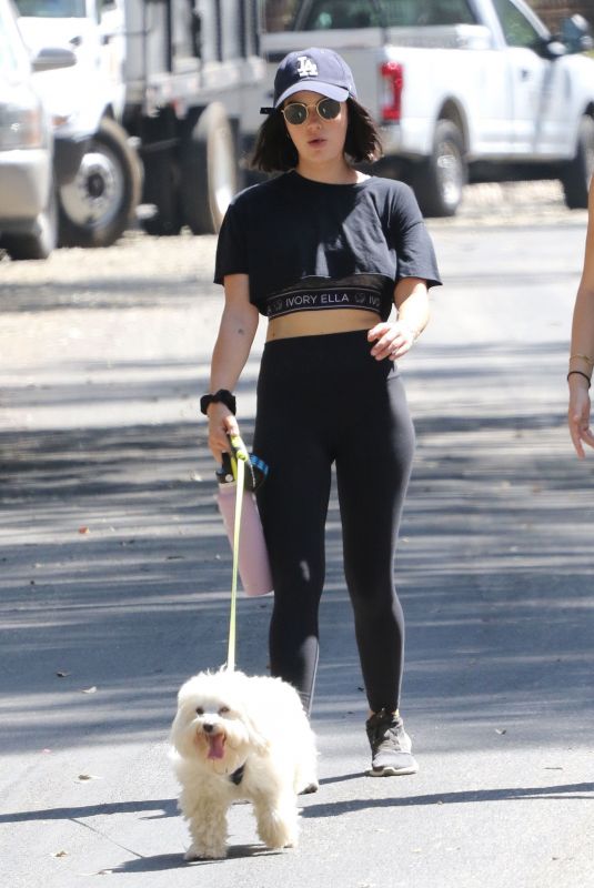 LUCY HALE Out with Her Dog in Los Angeles 07/29/2019