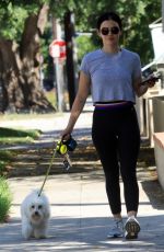 LUCY HALE Out with Her Dog in Studio City 07/28/2019