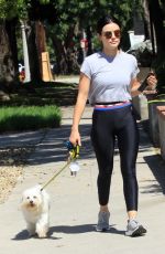 LUCY HALE Out with Her Dog in Studio City 07/28/2019