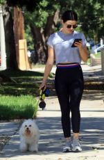 LUCY HALE Out with Her Dog in Studio City 07/28/2019