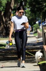 LUCY HALE Out with Her Dog in Studio City 07/28/2019