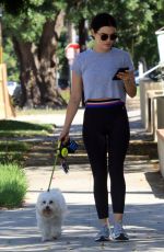 LUCY HALE Out with Her Dog in Studio City 07/28/2019