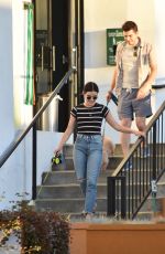 LUCY HALE Picking Up Her Dog Elvis in Los Angeles 07/12/2019