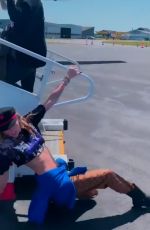 MILEY CYRUS Suffers Wardrobe Malfunction Boarding a Private Jet - Instagram Pictures and Video 06/29/2019