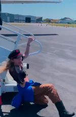 MILEY CYRUS Suffers Wardrobe Malfunction Boarding a Private Jet - Instagram Pictures and Video 06/29/2019