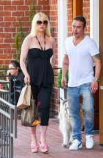 NICOLLETTE SHERIDAN Out with Her Dog in Los Angeles 07/11/2019