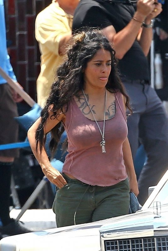 SALMA HAYEK on the Set of Bliss in Los Angeles 07/05/2019