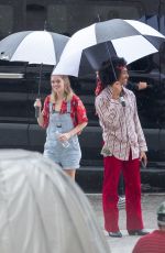 SAMARA WEAVING and BRIGETTW LUNDY-PAINE at Bill & Ted Face the Music Next Generation Set in New Orleans 07/02/2019