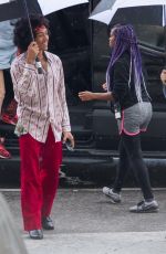 SAMARA WEAVING and BRIGETTW LUNDY-PAINE at Bill & Ted Face the Music Next Generation Set in New Orleans 07/02/2019