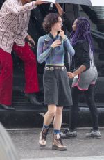 SAMARA WEAVING and BRIGETTW LUNDY-PAINE at Bill & Ted Face the Music Next Generation Set in New Orleans 07/02/2019