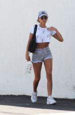 SARAH HYLAND in Denim Shorts Leaves Beauty Park Spa in Los Angeles 07/20/2019