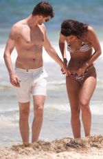 SARAH TARLETON in Bikini and Jim Chapman at a Beach in Tulum 07/16/2019