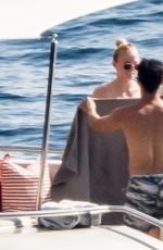 SOPHIE TURNER and Joe Jonas at a Yacht in Positano 07/14/2019