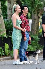 SOPHIE TURNER and JOE JONAS Out with Their Dog in New York 07/28/2019
