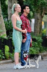 SOPHIE TURNER and JOE JONAS Out with Their Dog in New York 07/28/2019