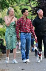 SOPHIE TURNER and JOE JONAS Out with Their Dog in New York 07/28/2019