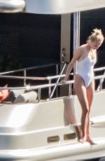 SOPHIE TURNER in Swimsuit at a Yacht in Italy 07/15/2019